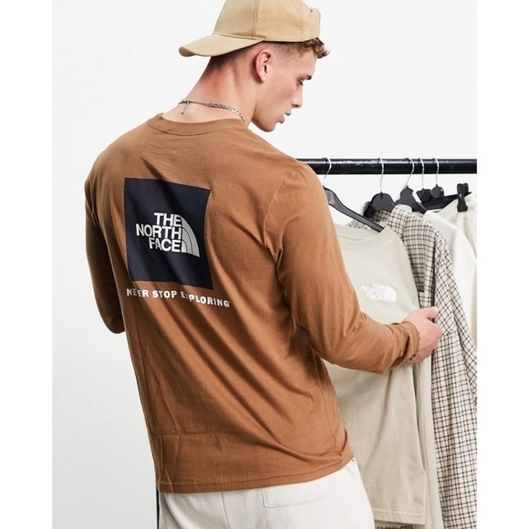 The North Face Box Back Print Long Sleeve T-Shirt in Brown Men’s Medium - Picture 1 of 11